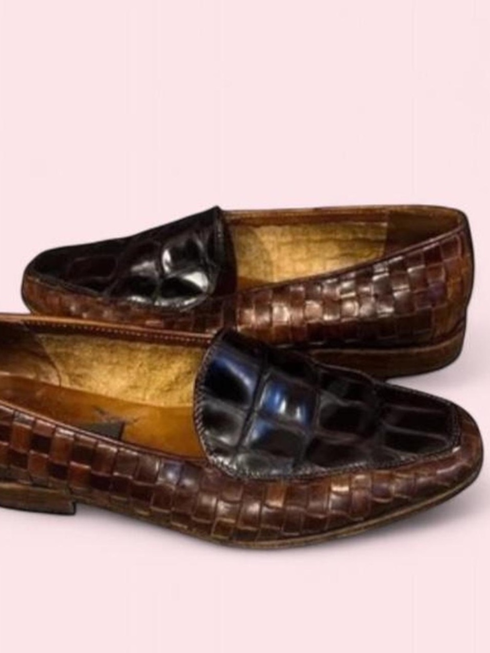 Vintage Sesto Meucci Italian Leather Woven Two Tone Loafers – Size 6